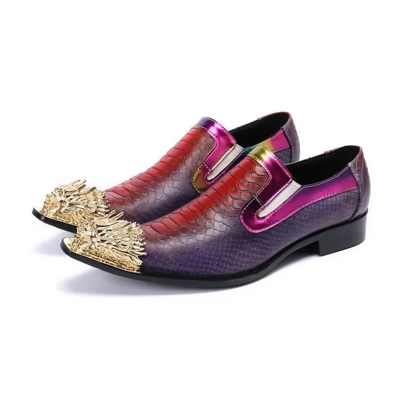 CrocLuxury Exquisite Crocodile Texture Leather Slip-on Shoes