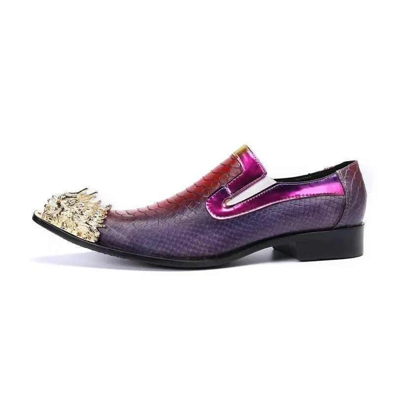 CrocLuxury Exquisite Crocodile Texture Leather Slip-on Shoes