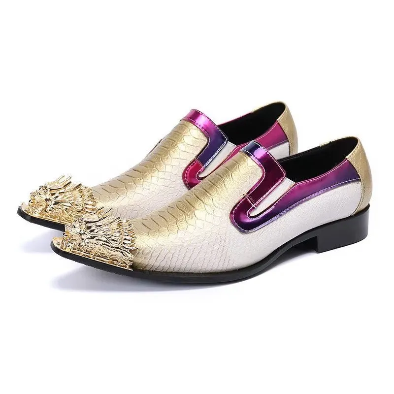 CrocLuxury Exquisite Crocodile Texture Leather Slip-on Shoes