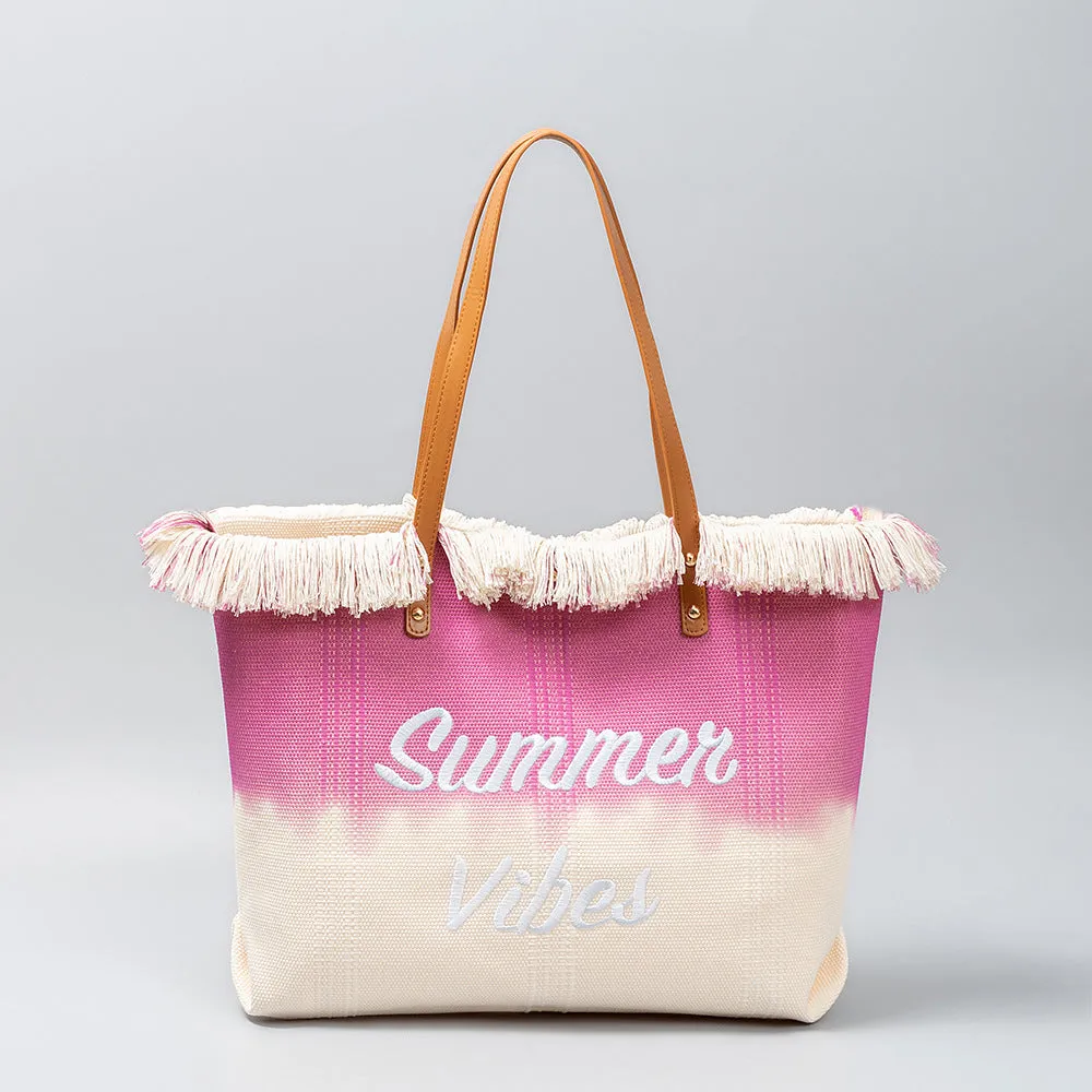 Cross-Border Embroidered Tote Bag Tassel Canvas Bag Magnetic Snap Commuter Bag Underarm Bag New Beach Shoulder Bag Summer