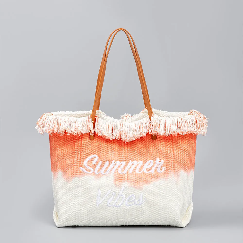 Cross-Border Embroidered Tote Bag Tassel Canvas Bag Magnetic Snap Commuter Bag Underarm Bag New Beach Shoulder Bag Summer