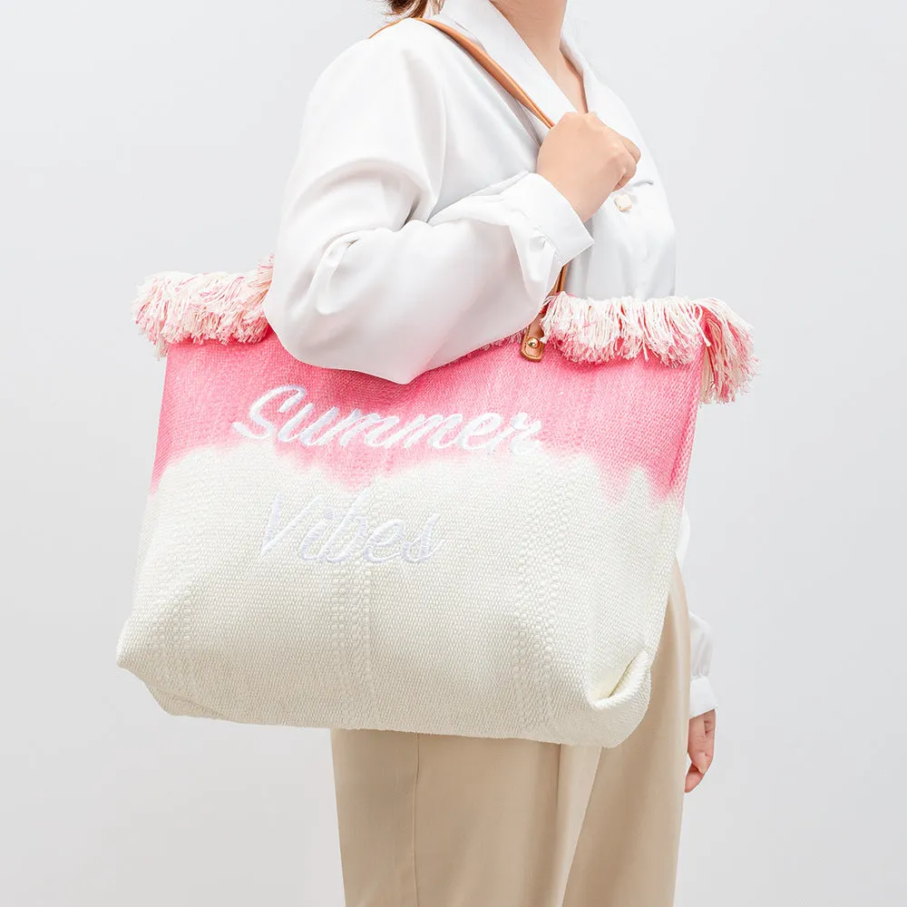 Cross-Border Embroidered Tote Bag Tassel Canvas Bag Magnetic Snap Commuter Bag Underarm Bag New Beach Shoulder Bag Summer