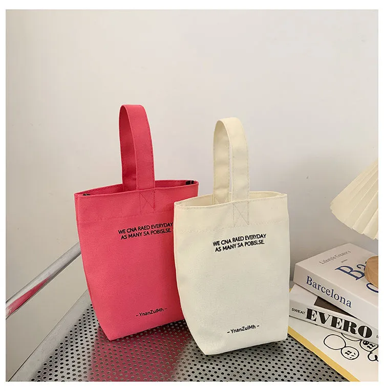 Cross-Border Supply/INS Style Kettle Bag Solid Color Handbag Mini Portable Canvas Bag Female Mummy Bag