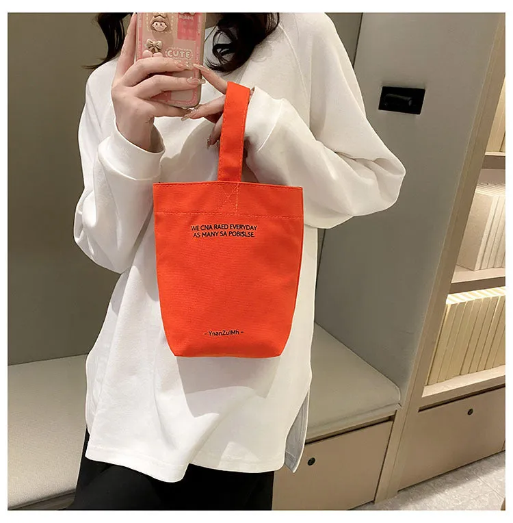 Cross-Border Supply/INS Style Kettle Bag Solid Color Handbag Mini Portable Canvas Bag Female Mummy Bag