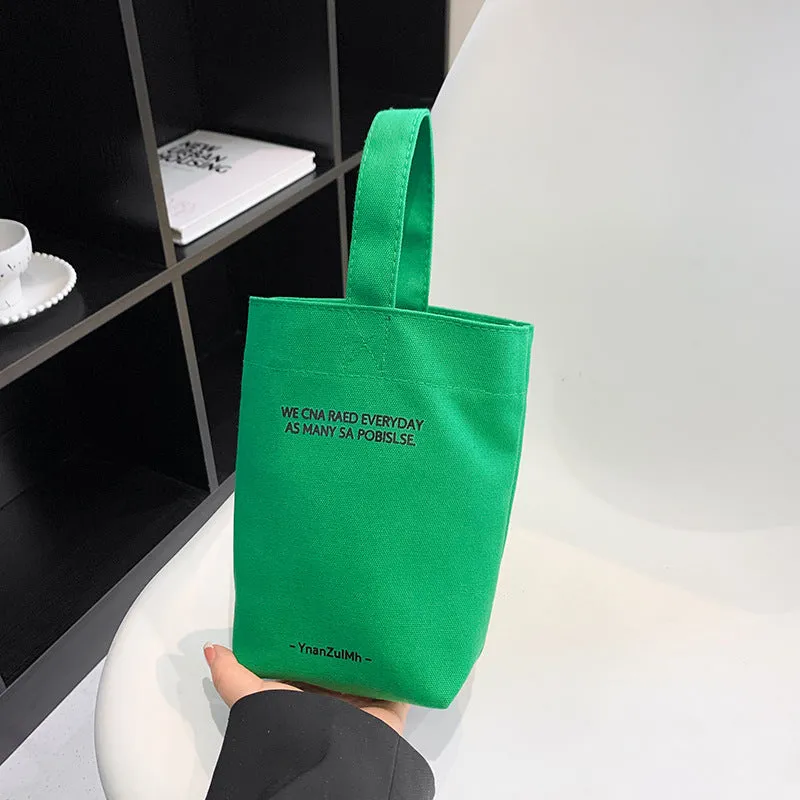 Cross-Border Supply/INS Style Kettle Bag Solid Color Handbag Mini Portable Canvas Bag Female Mummy Bag