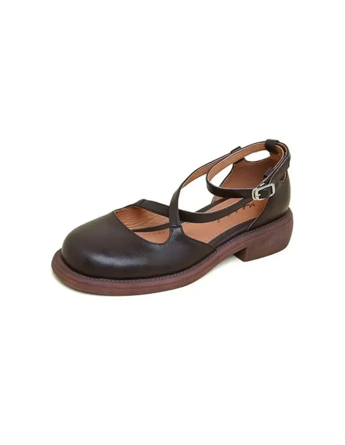 Cross Strap Round Toe Mary Jane Shoes