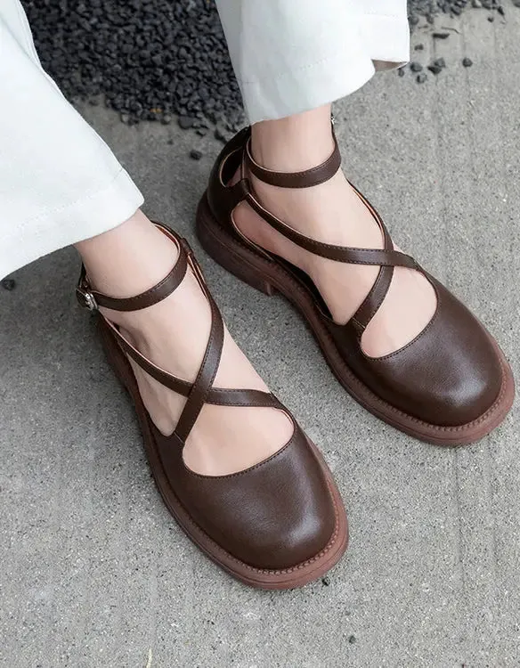 Cross Strap Round Toe Mary Jane Shoes