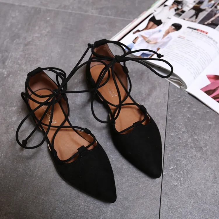 Cross Straps Pointed Flat Slip-on Shoes - Women's shoes