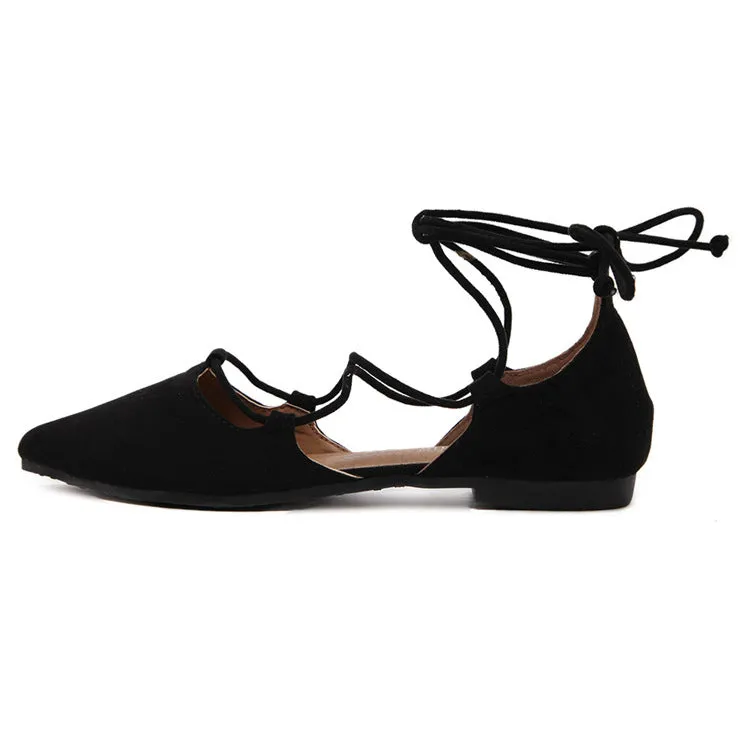 Cross Straps Pointed Flat Slip-on Shoes - Women's shoes