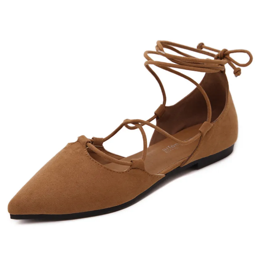 Cross Straps Pointed Flat Slip-on Shoes - Women's shoes