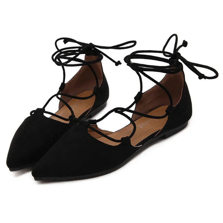 Cross Straps Pointed Flat Slip-on Shoes - Women's shoes