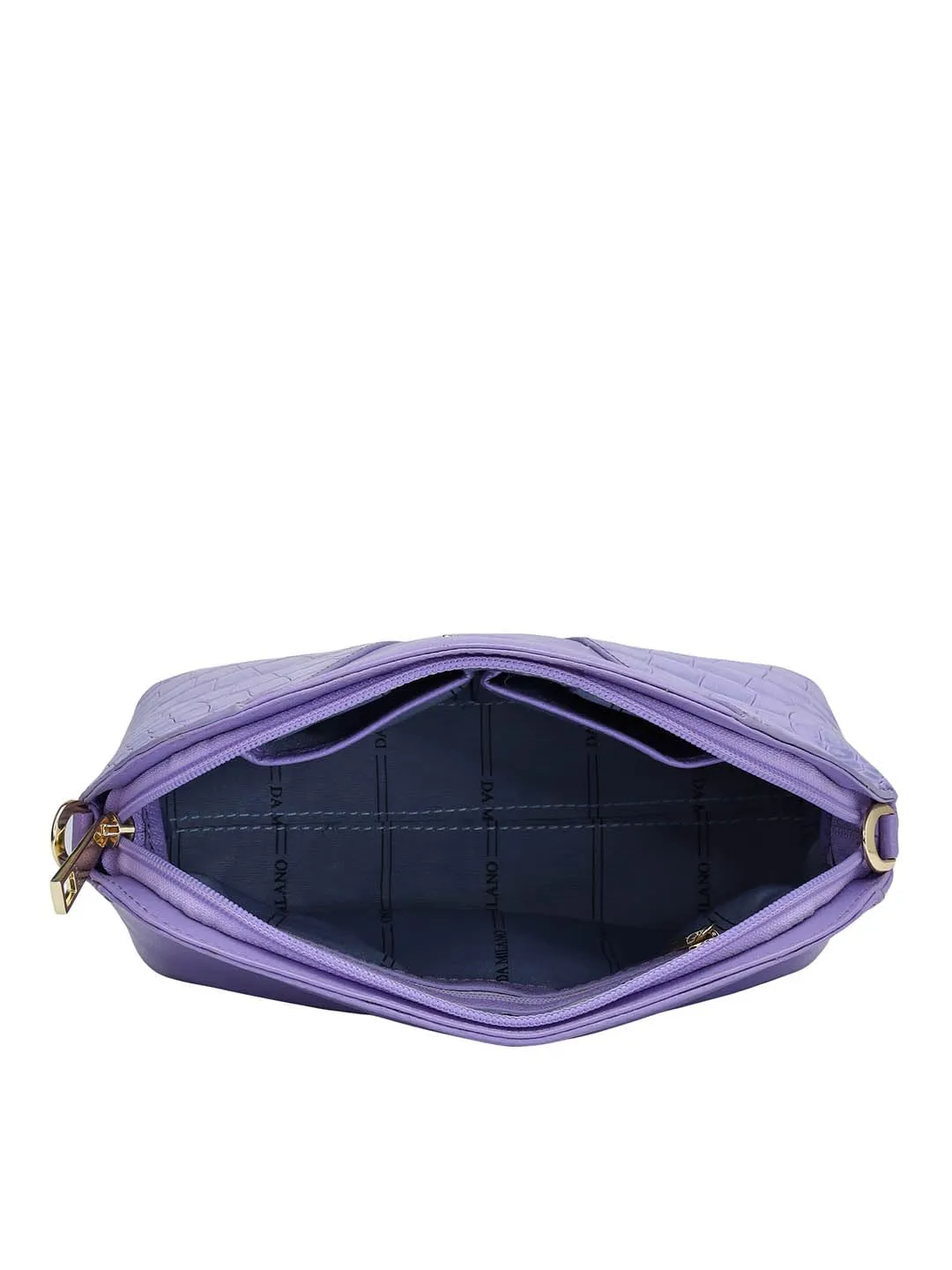 Da Milano Genuine Leather Purple Sling Bag (01524) (Small)