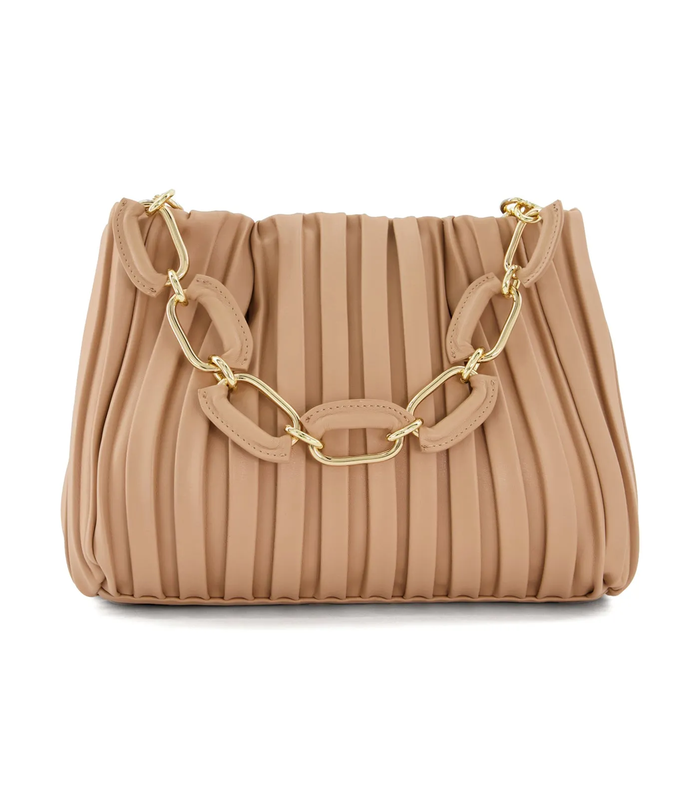 Dominie Medium Pleated Chain-Handle Slouch Bag Blush-Synthetic