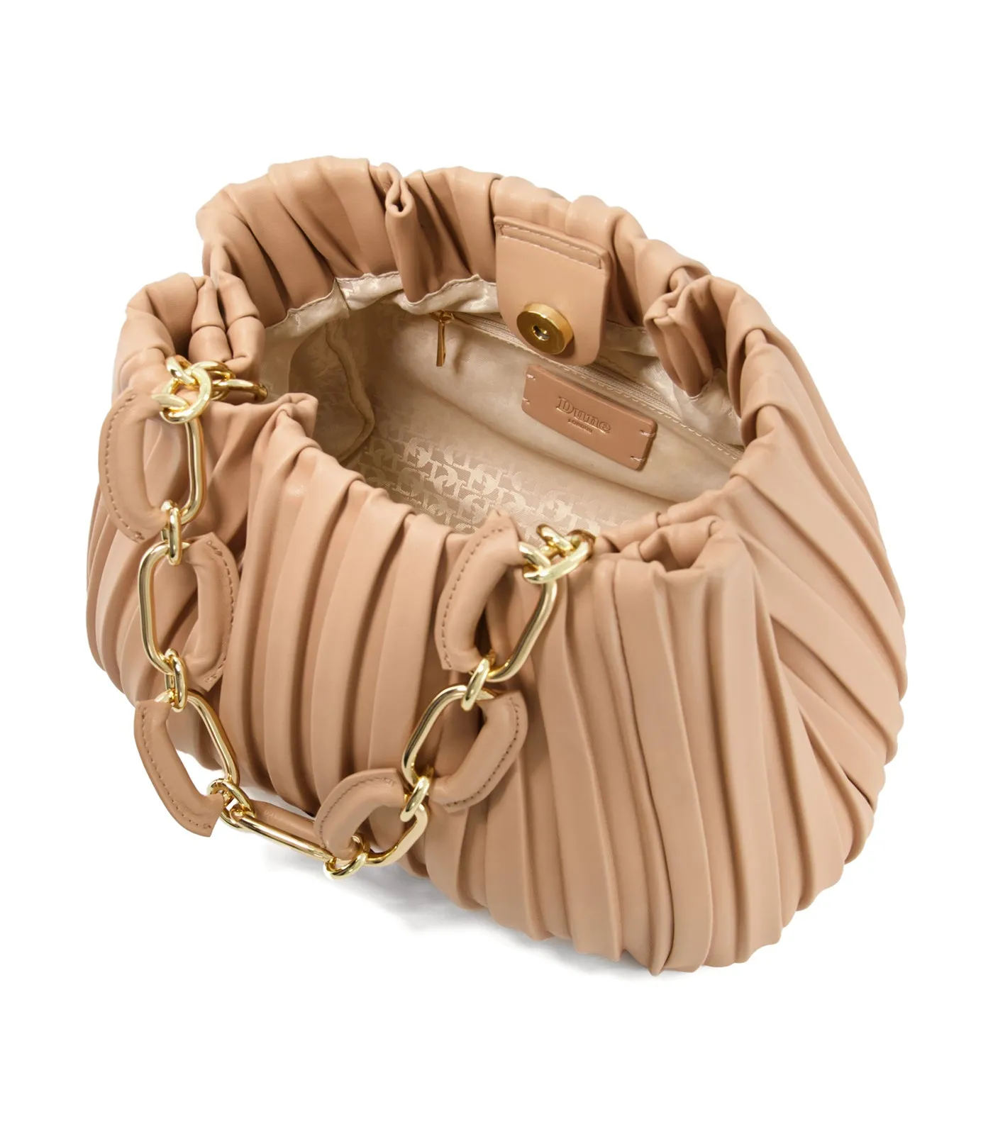 Dominie Medium Pleated Chain-Handle Slouch Bag Blush-Synthetic