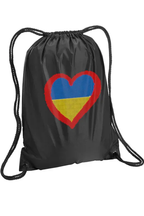 Embroidered drawstring backpack "Ukie heart"