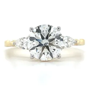 Emerie - 14ct Yellow Gold 1.91ct Round Brilliant Laboratory Grown Diamond & Pear Side Stone Engagement Ring