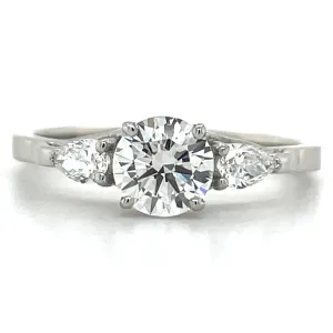 Emerie - Platinum 0.87ct Round Brilliant Laboratory Grown Diamond & Pear Side Stone Engagement Ring