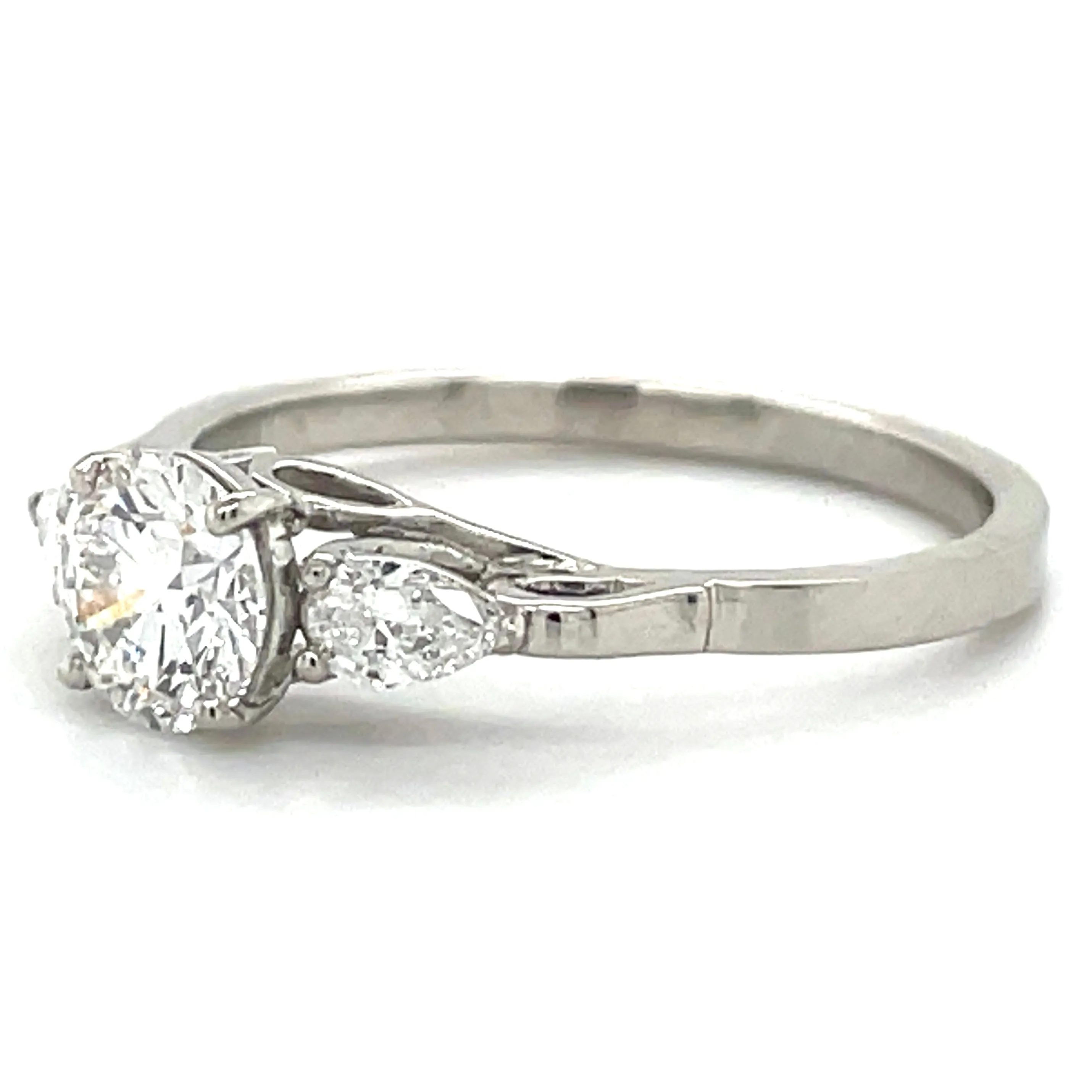 Emerie - Platinum 0.87ct Round Brilliant Laboratory Grown Diamond & Pear Side Stone Engagement Ring