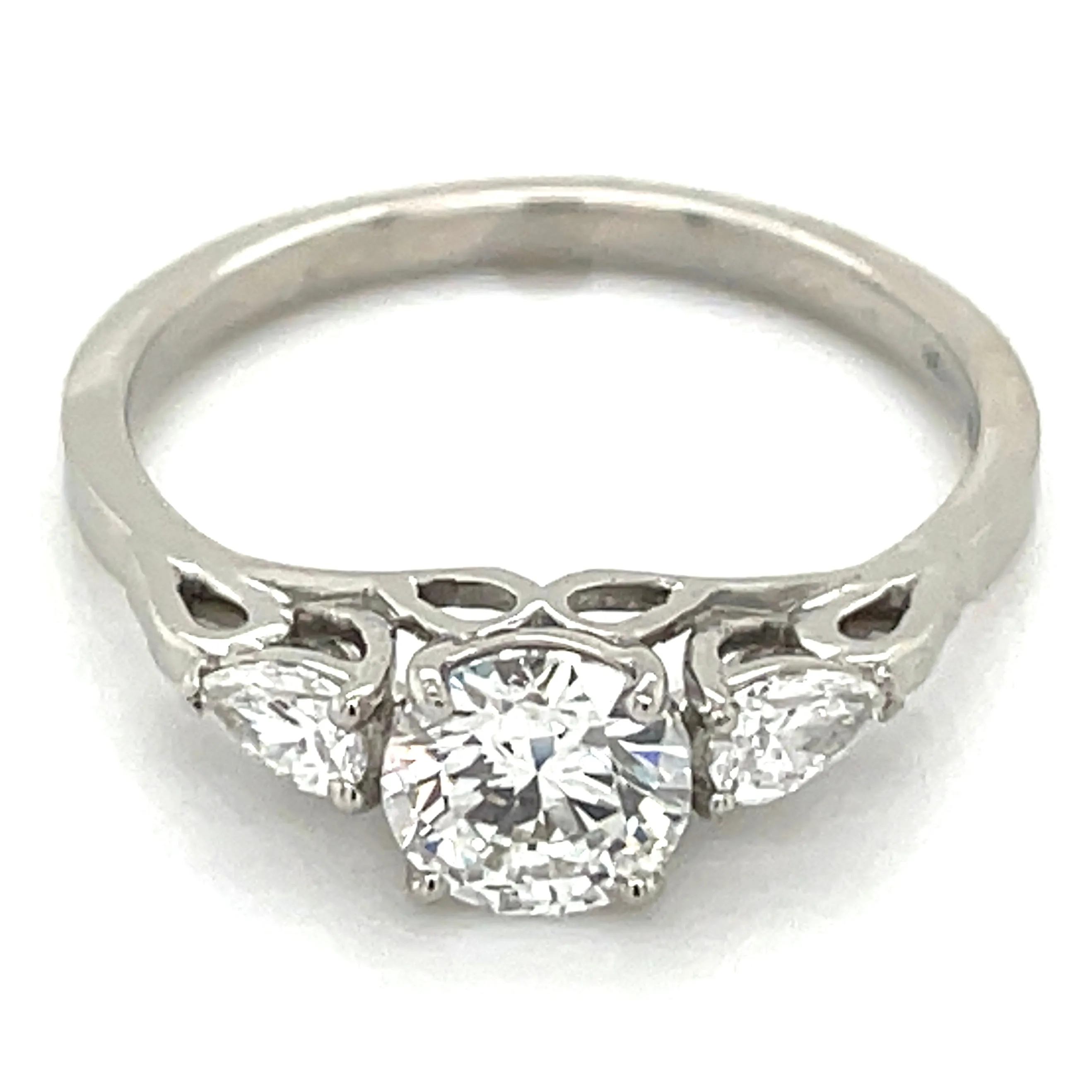 Emerie - Platinum 0.87ct Round Brilliant Laboratory Grown Diamond & Pear Side Stone Engagement Ring