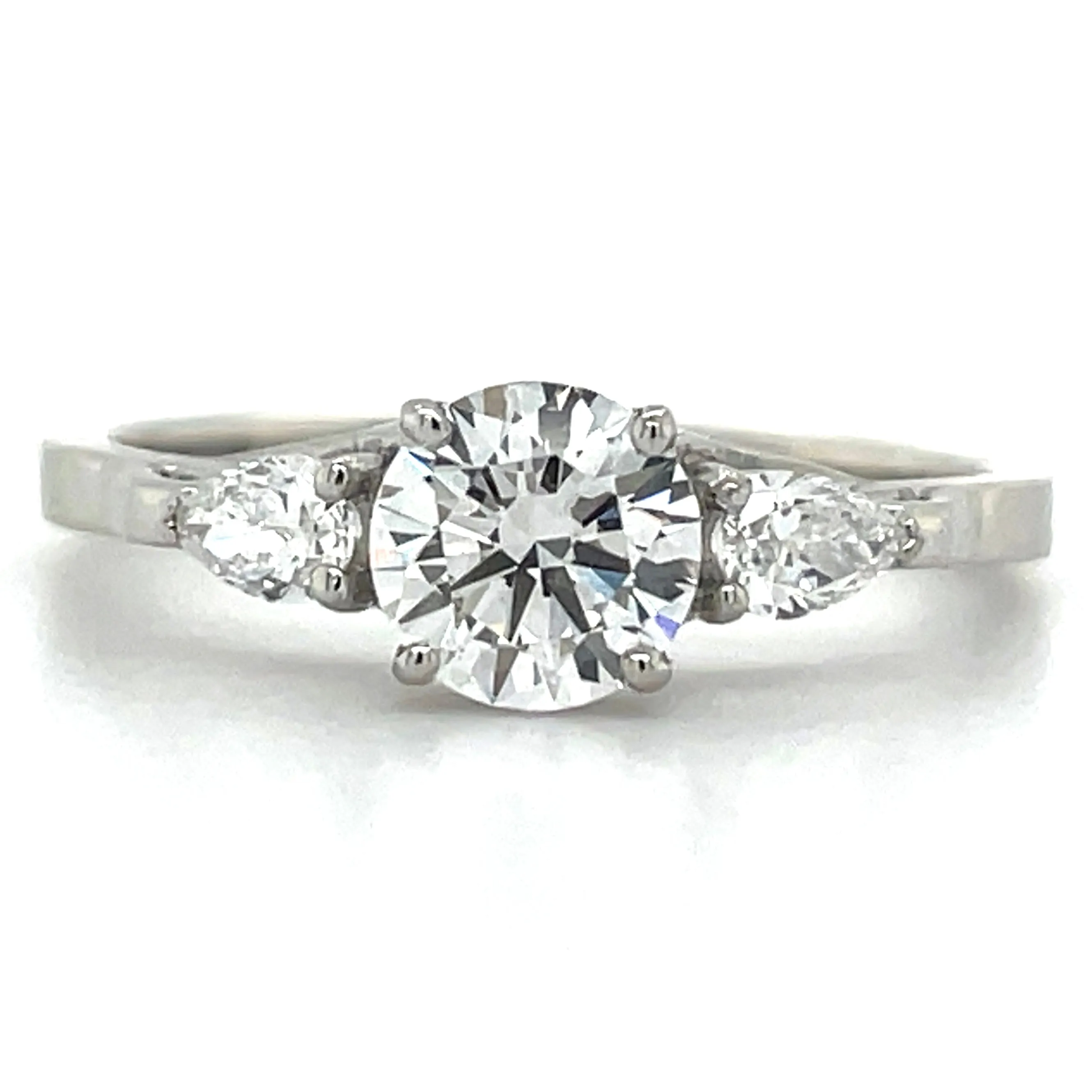 Emerie - Platinum 0.87ct Round Brilliant Laboratory Grown Diamond & Pear Side Stone Engagement Ring