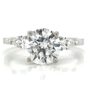 Emerie - Platinum 1.92ct Round Brilliant Laboratory Grown Diamond & Pear Side Stone Engagement Ring