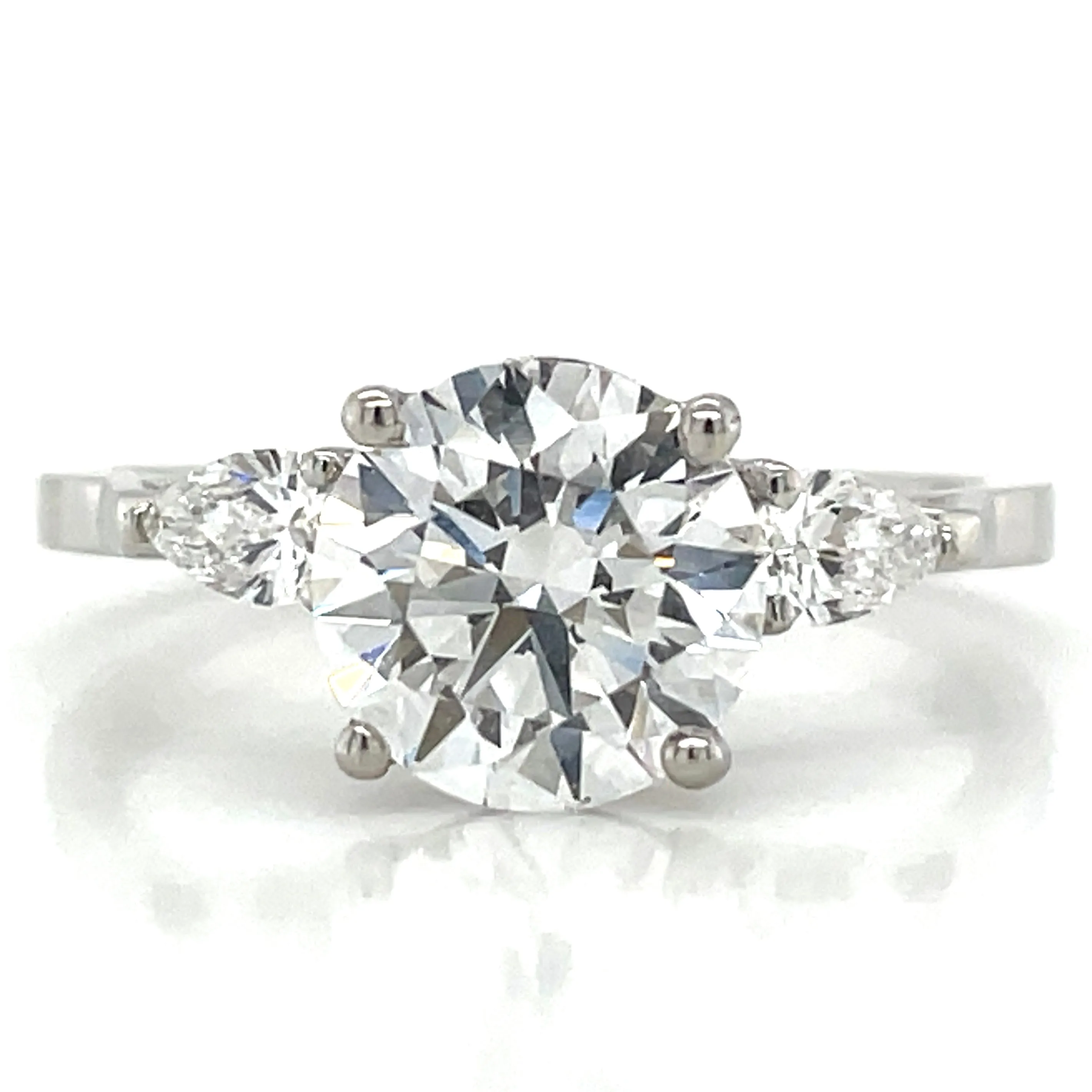 Emerie - Platinum 1.98ct Round Brilliant Laboratory Grown Diamond & Pear Side Stone Engagement Ring