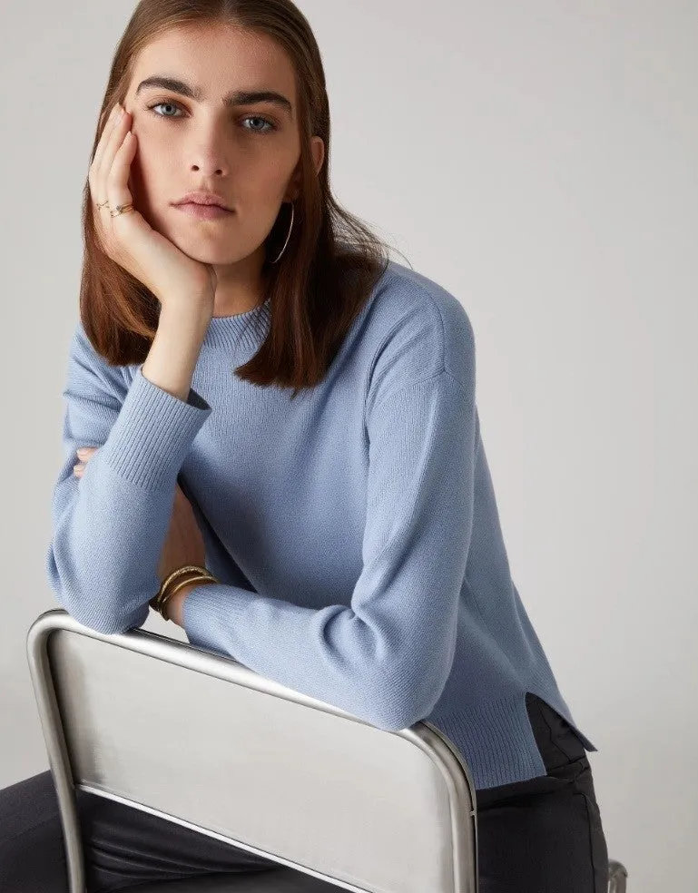 Emme Agnelli Crew Neck Knit Sweater Sky Blue