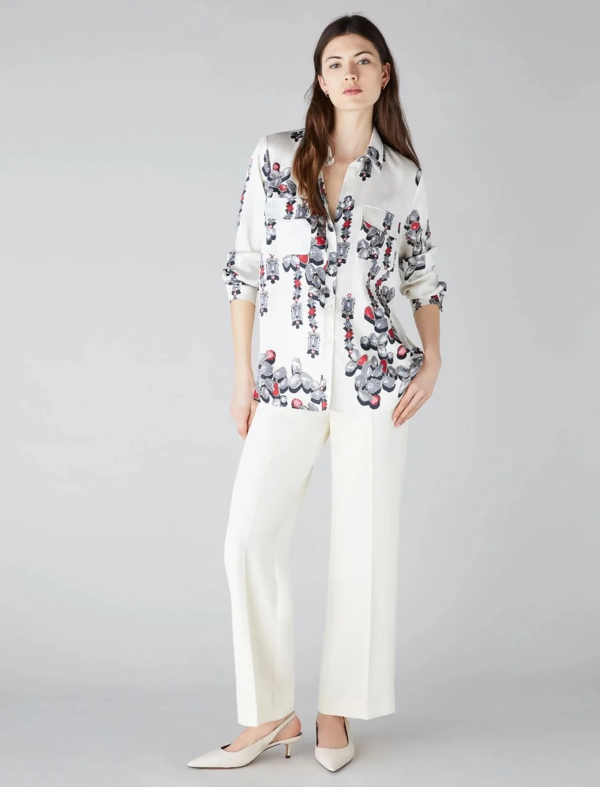 Emme Ceres Twill Shirt Jewel Print White