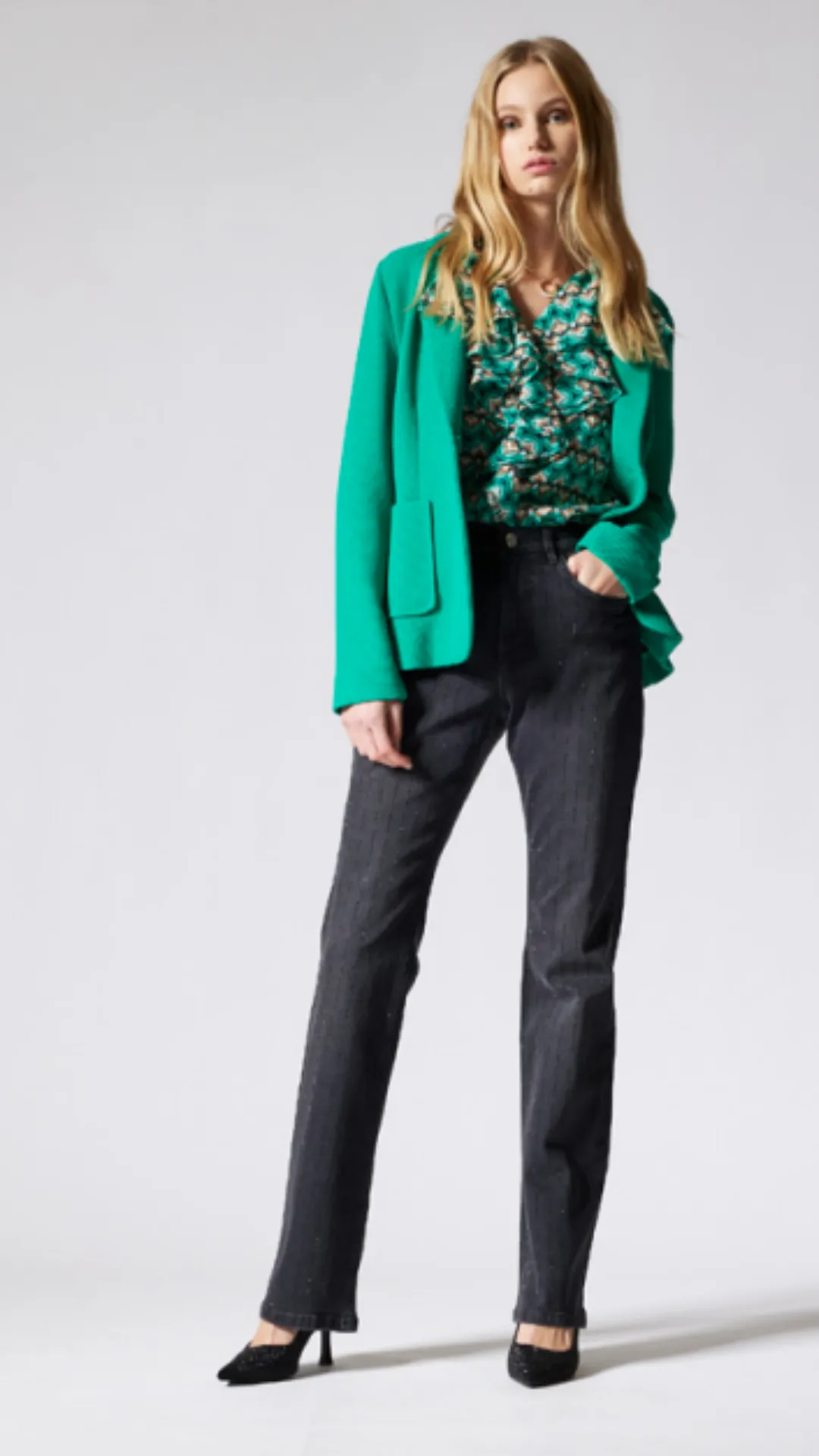 Emme Glassa Blouse Green Geo Print