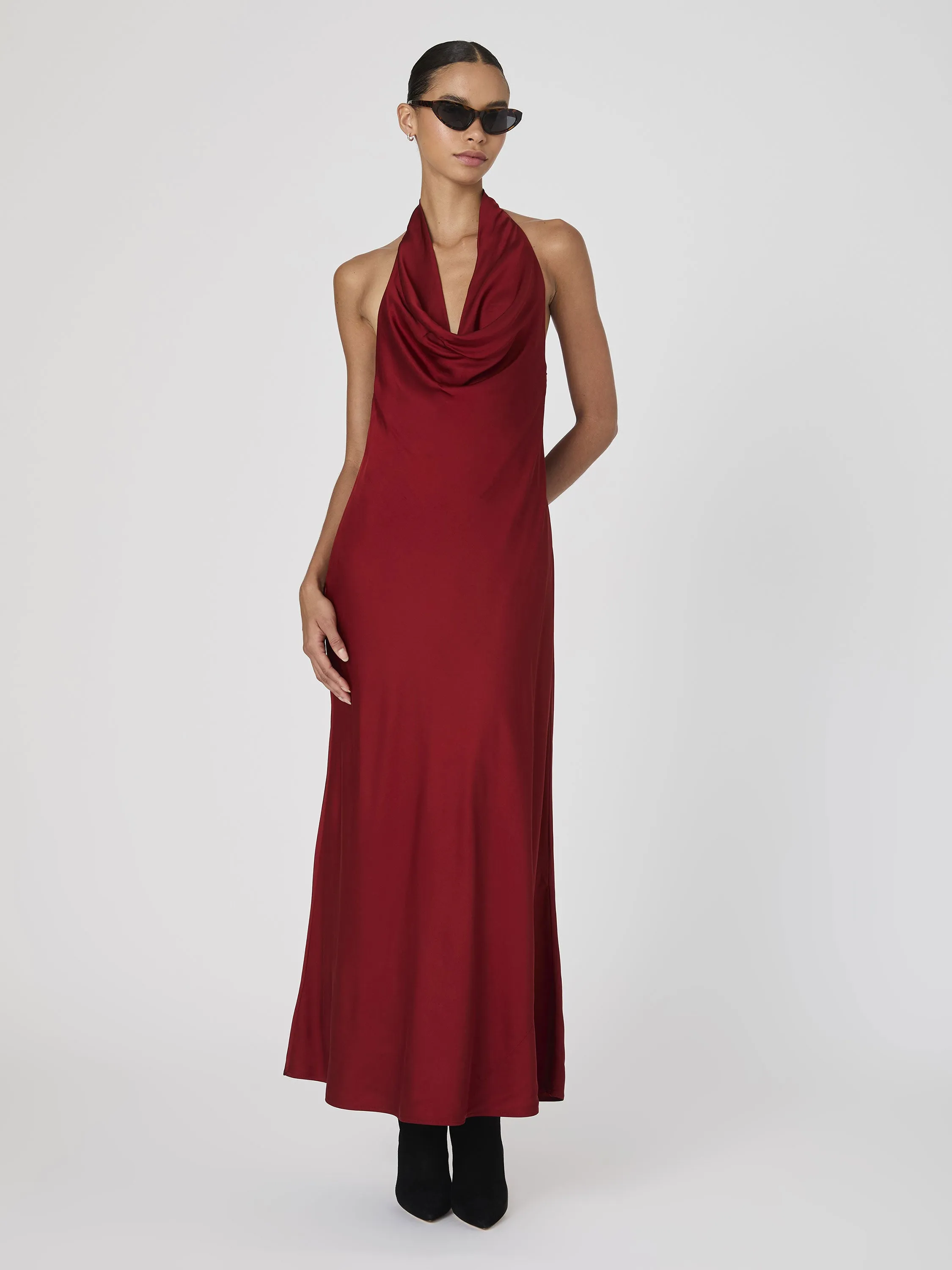 Ennis Satin Halter Midi Dress