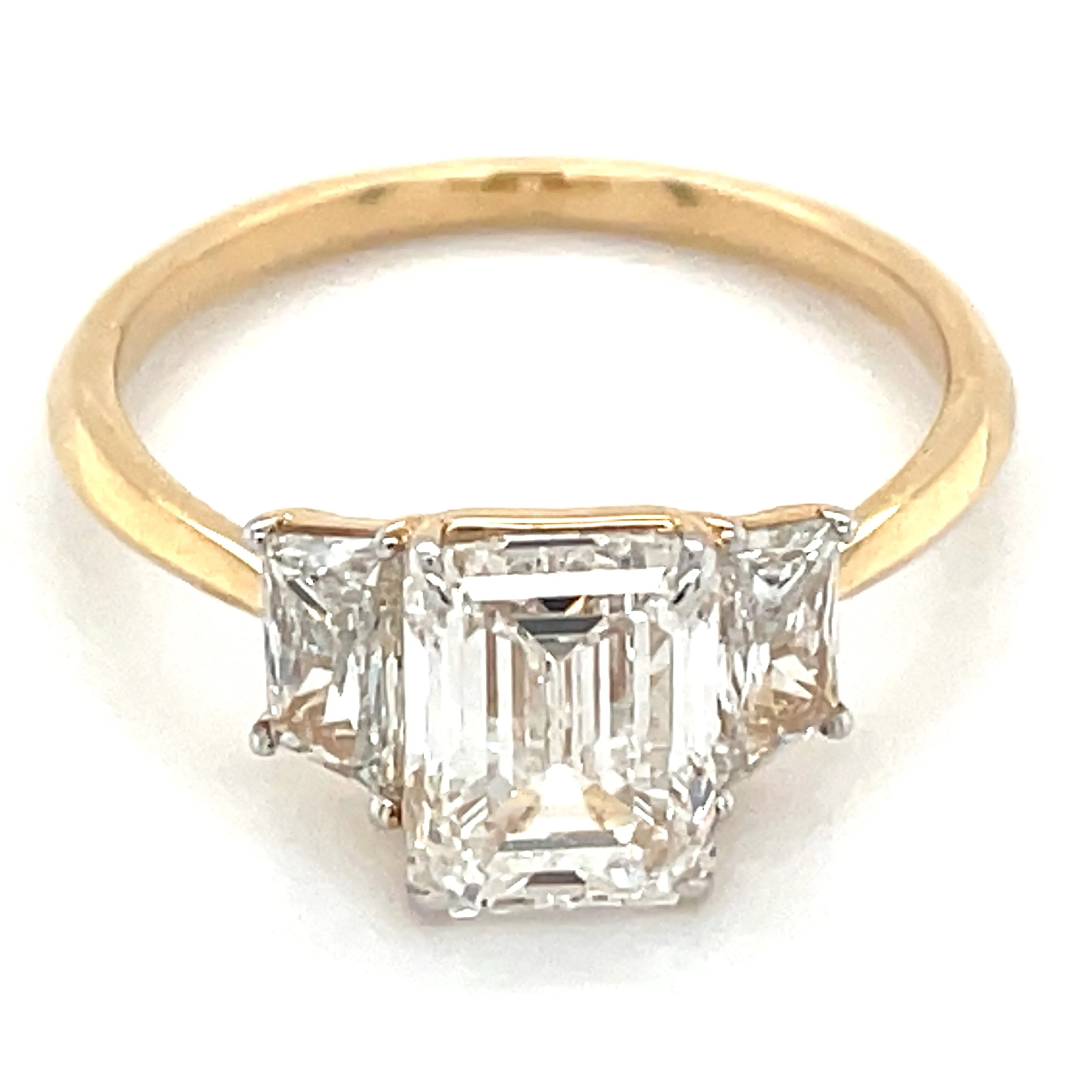 Erin - 14ct Yellow Gold 2.52ct Laboratory Grown Emerald Cut Diamond Engagement Ring With Side Stones