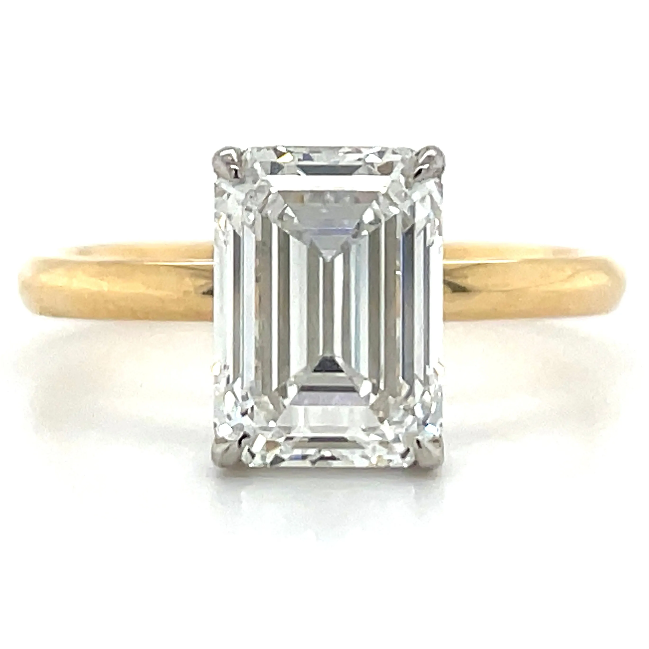 Esmae - 18ct Yellow Gold Laboratory Grown 2.50ct Emerald Cut Solitaire Diamond Engagement Ring