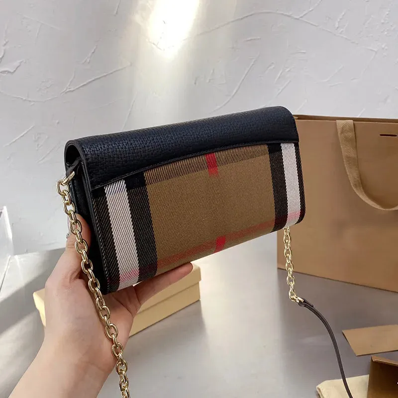 Evening Bags Classic Chain Bag Messenger Purse Women Shoulder Bags Patchwork Color Tartan Hasp Grain Genuine Leather Interior Zipper Letter designer bag