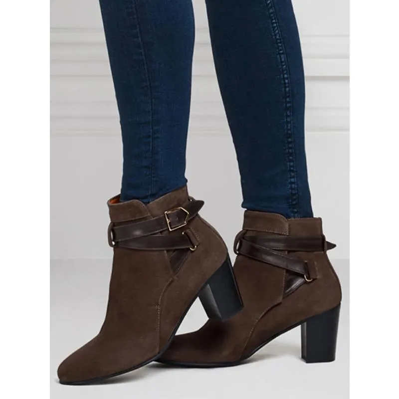 Fairfax & Favor Kensington Ladies Suede Ankle Boot - Chocolate