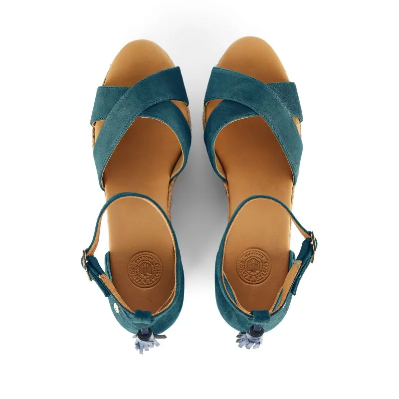 Fairfax & Favor Valencia Ladies Wedge Sandal - Ocean Blue