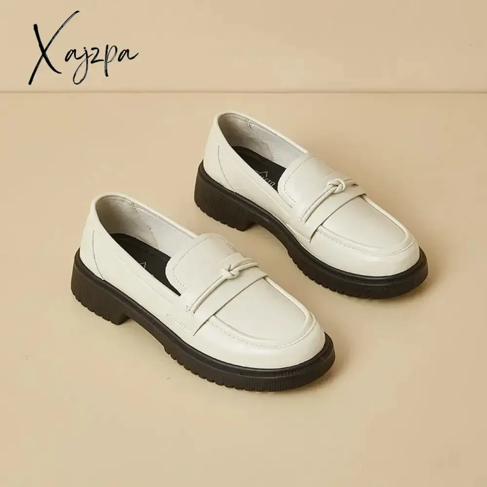 Fashion Small Leather Shoes Women's Autumn New Simple Wind Heel Block Heel Loafers Round Toe Women's Shoes