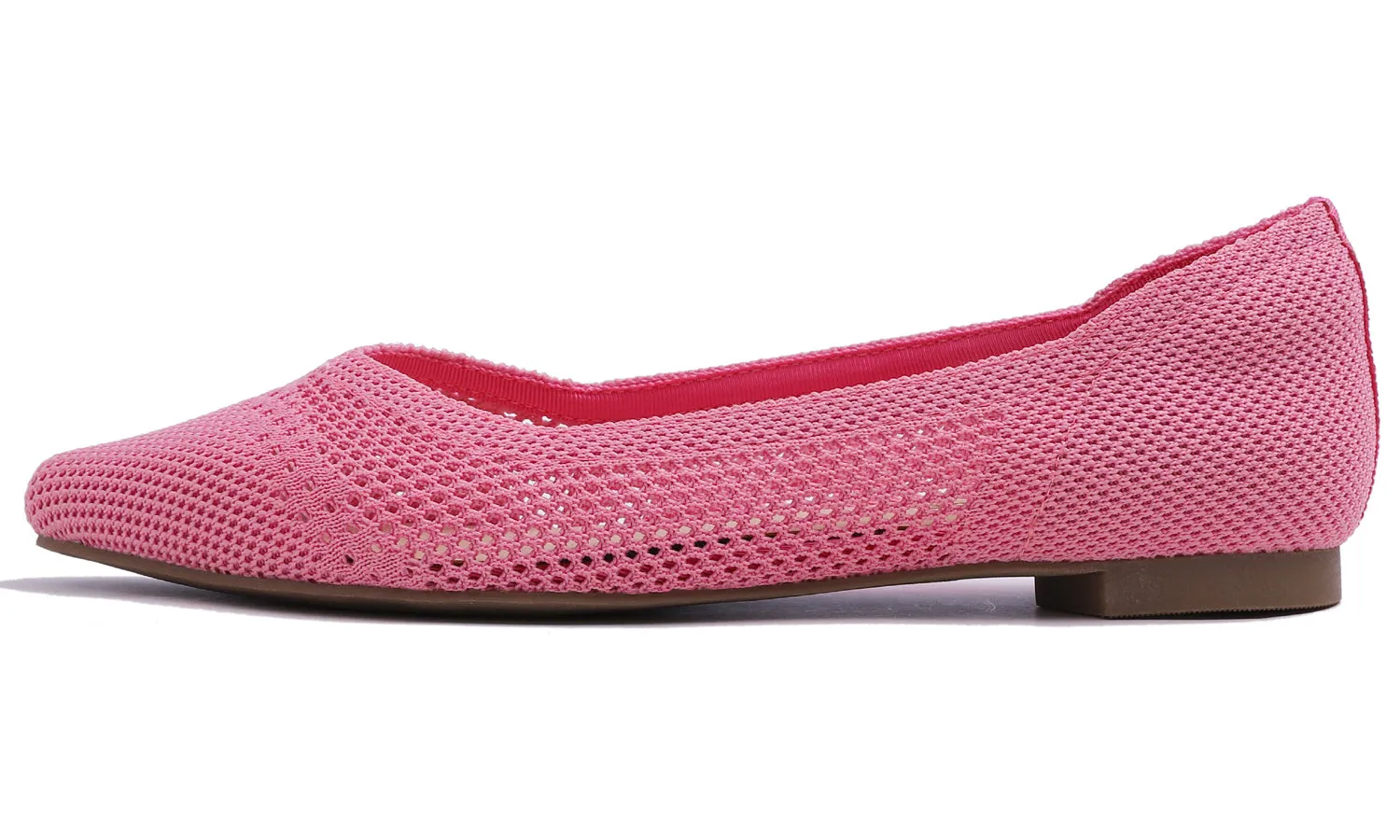 Feversole Women's Woven Fashion Breathable Knit Flat Shoes Pointed Hot Pink