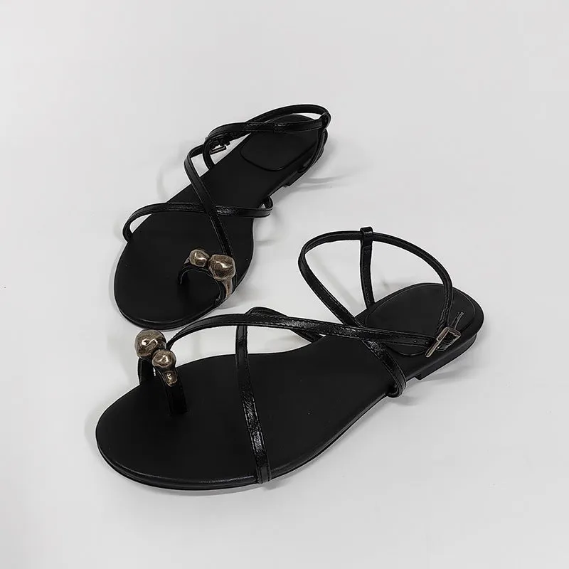 Fiora - Fashionable Cross Strap Flat Sandals for Women