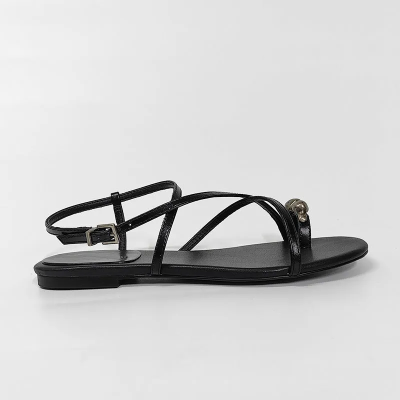 Fiora - Fashionable Cross Strap Flat Sandals for Women