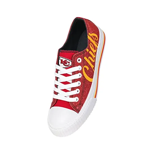 FOCO Kansas City Chiefs NFL Womens Color Glitter Canvas Shoes - 7