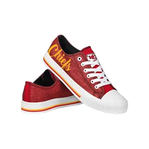 FOCO Kansas City Chiefs NFL Womens Color Glitter Canvas Shoes - 7