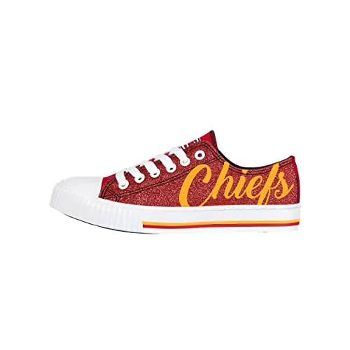 FOCO Kansas City Chiefs NFL Womens Color Glitter Canvas Shoes - 7