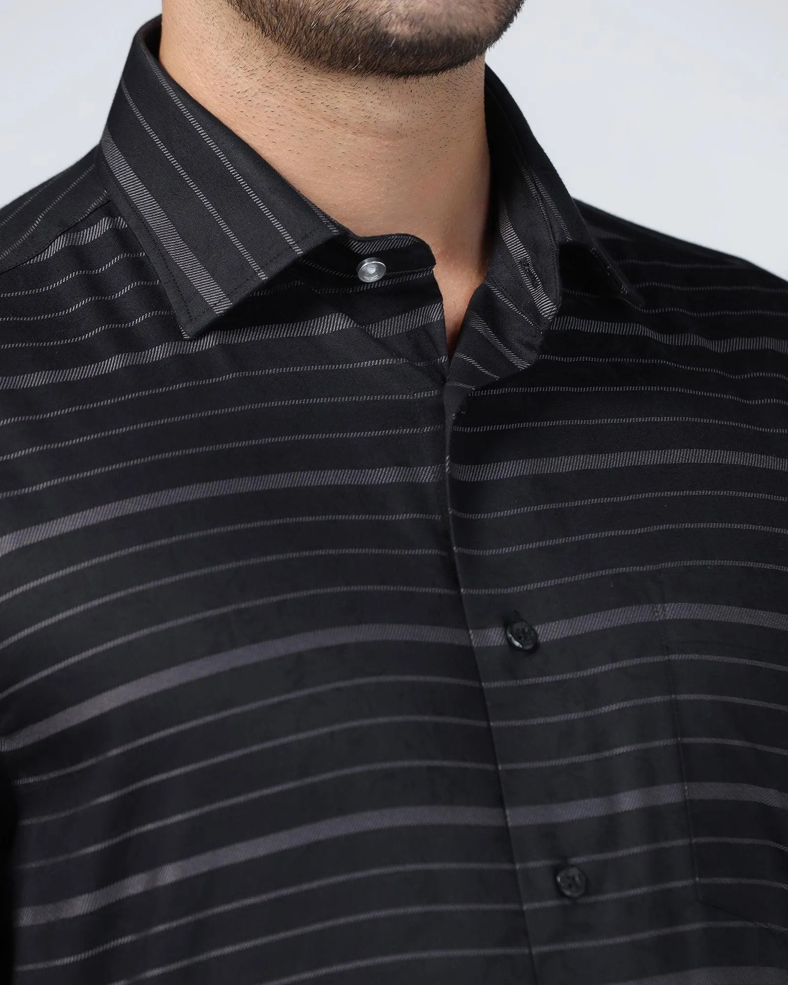 Formal Black Stripe Shirt - Isaac