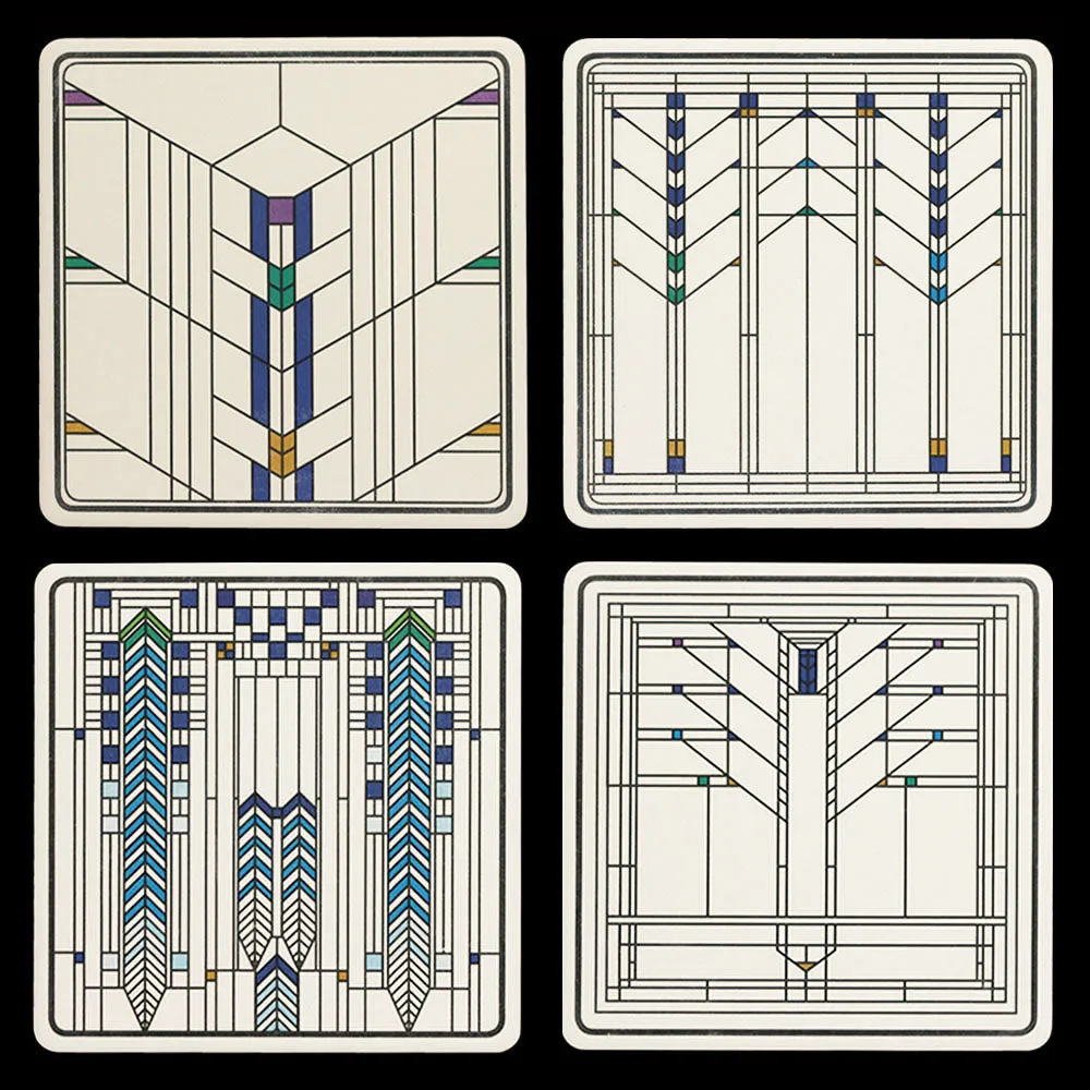 Frank Lloyd Wright Ennis House Windows Coasters Gift Set