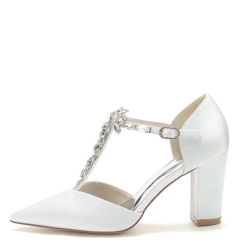 Funki Buys | Shoes | Women's Satin Crystal T-Strap Bridal Shoes