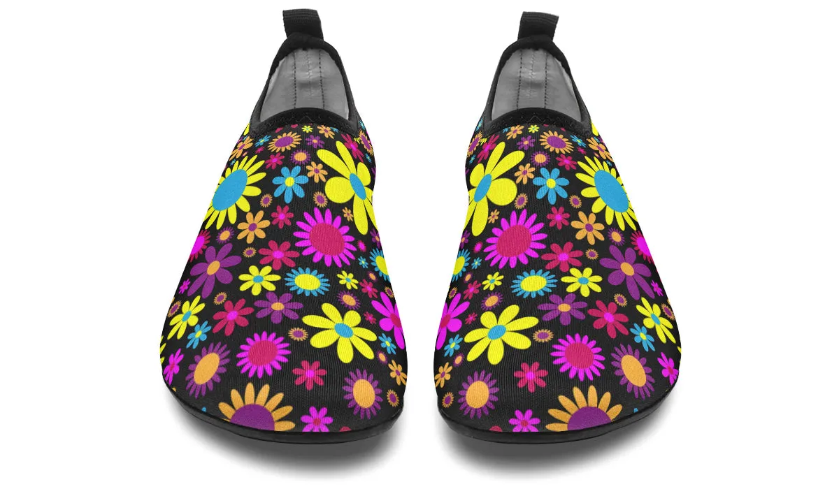 Funky Retro Flowers Water Shoes