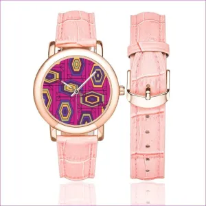 Geode in Color Womens Rose Gold-plated Leather Strap Watch