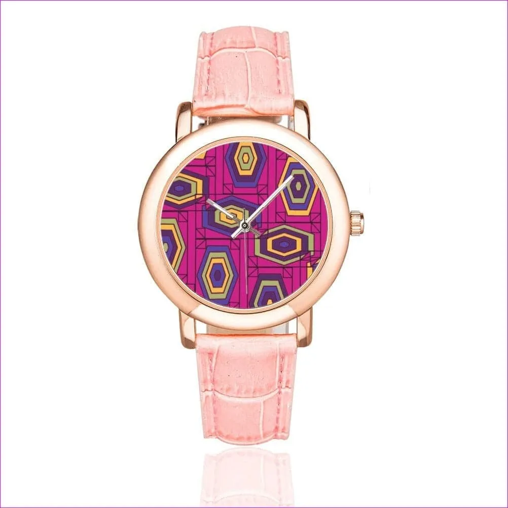 Geode in Color Womens Rose Gold-plated Leather Strap Watch