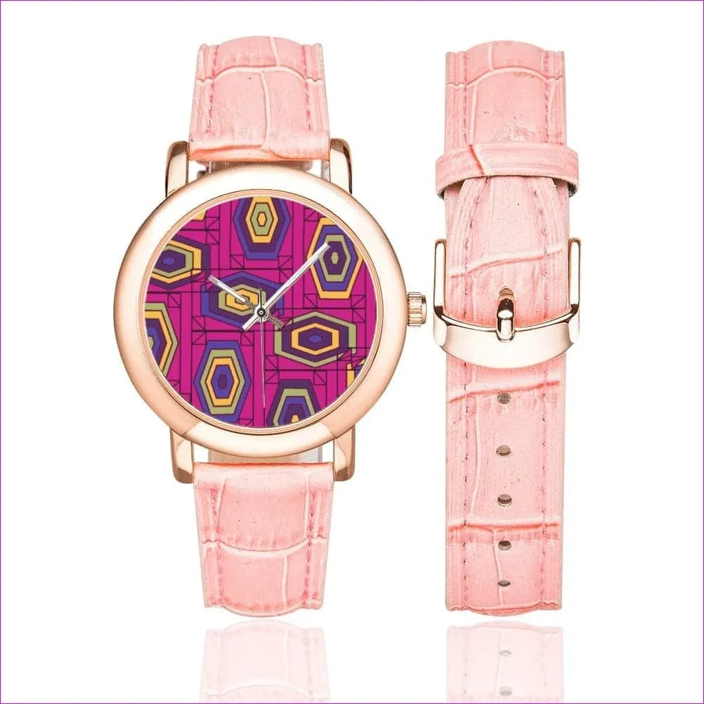 Geode in Color Womens Rose Gold-plated Leather Strap Watch