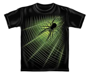 Giant Spider Web Glow in The Dark Adult Tee Shirt (Adult Medium